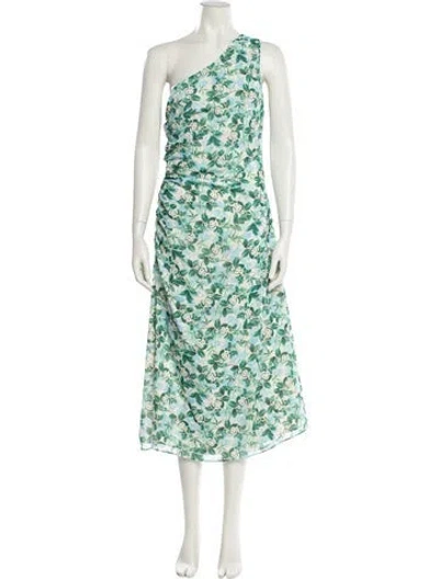 Pre-owned Amur Floral Print Long Dress In Green