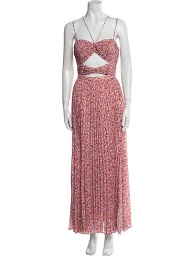 Pre-owned Amur Floral Print Long Dress In Multi