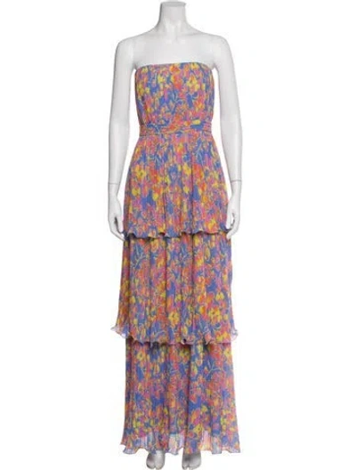 Pre-owned Amur Floral Print Long Dress In Multi