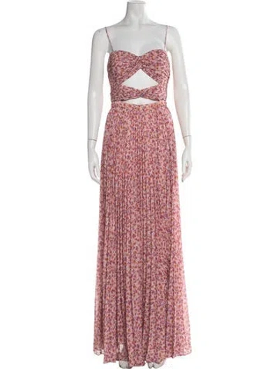 Pre-owned Amur Floral Print Long Dress In Multi