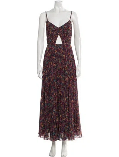 Pre-owned Amur Floral Print Long Dress In Multicolor