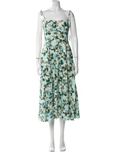 Pre-owned Amur Floral Print Long Dress In Neutral