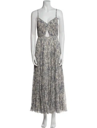 Pre-owned Amur Floral Print Long Dress In Neutral