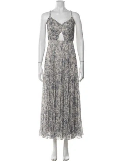 Pre-owned Amur Floral Print Long Dress In Neutral