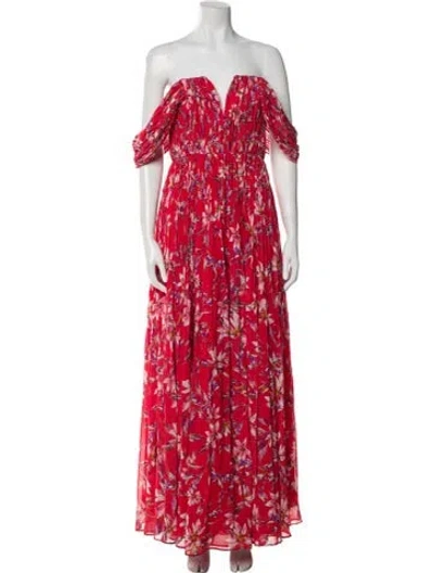 Pre-owned Amur Floral Print Long Dress In Pink