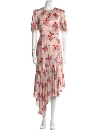 Pre-owned Amur Floral Print Long Dress In Pink