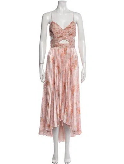 Pre-owned Amur Floral Print Long Dress In Pink