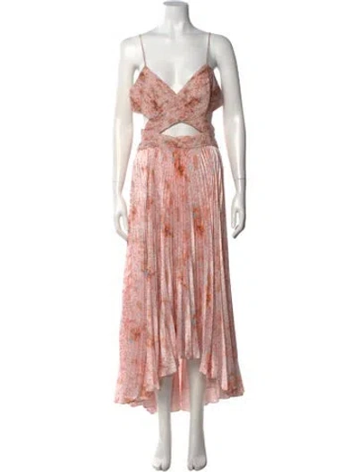 Pre-owned Amur Floral Print Long Dress In Pink