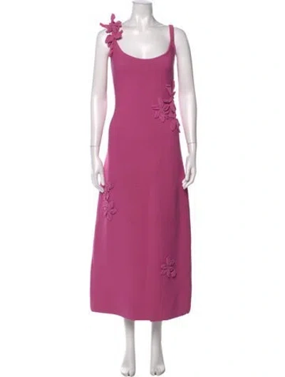 Pre-owned Amur Floral Print Long Dress In Pink