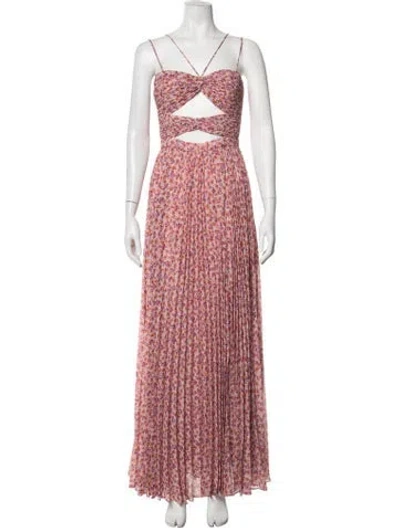 Pre-owned Amur Floral Print Long Dress In Pink/purple