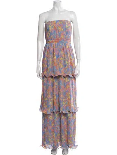 Pre-owned Amur Floral Print Long Dress W/ Tags In Multi