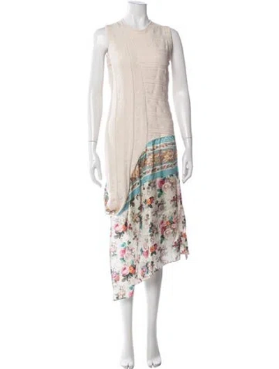 Pre-owned Amur Floral Print Long Dress W/ Tags In Neutrals
