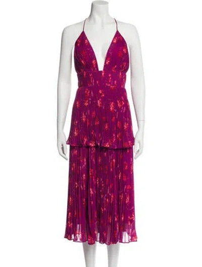 Pre-owned Amur Floral Print Long Dress W/ Tags In Pink