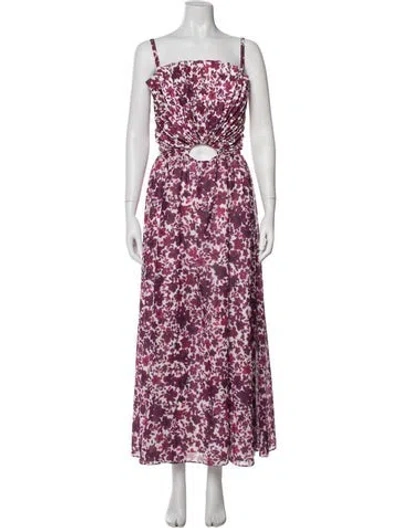 Pre-owned Amur Floral Print Long Dress W/ Tags In Purple