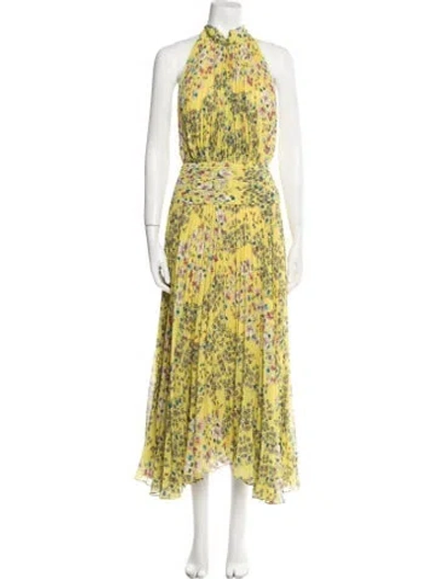 Pre-owned Amur Floral Print Long Dress W/ Tags In Yellow