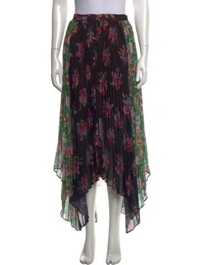 Pre-owned Amur Floral Print Long Skirt In Black