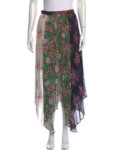 Pre-owned Amur Floral Print Long Skirt In Green