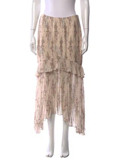 Pre-owned Amur Floral Print Long Skirt In Neutrals
