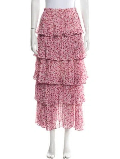 Pre-owned Amur Floral Print Long Skirt In Pink