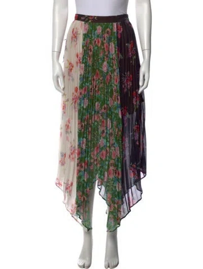 Pre-owned Amur Floral Print Long Skirt W/ Tags In White