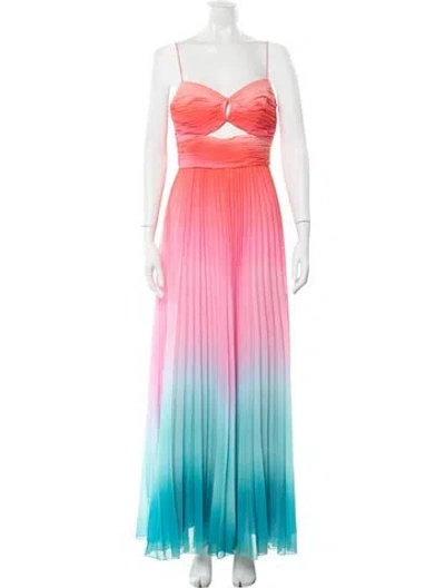 Pre-owned Amur Floral Print Midi Length Dress In Blue/orange/pink