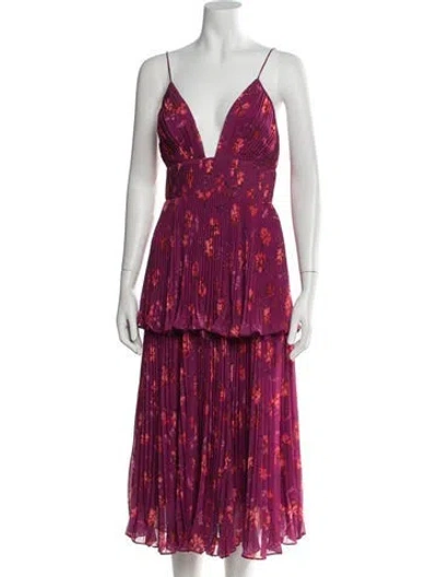 Pre-owned Amur Floral Print Midi Length Dress In Multi