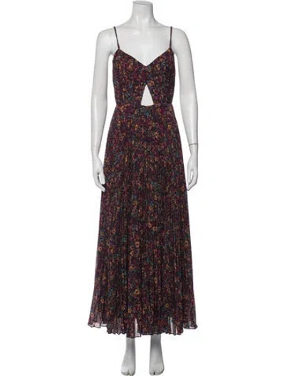 Pre-owned Amur Floral Print Midi Length Dress In Purple