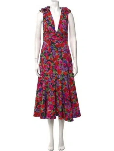 Pre-owned Amur Floral Print Midi Length Dress W/ Tags In Multicolor