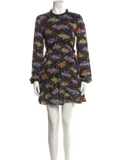 Pre-owned Amur Floral Print Mini Dress In Black