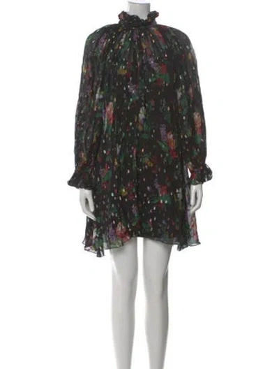 Pre-owned Amur Floral Print Mini Dress In Black