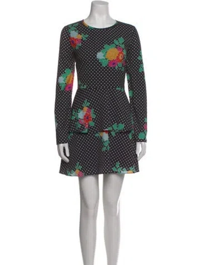 Pre-owned Amur Floral Print Mini Dress In Black