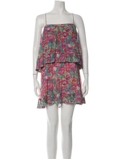 Pre-owned Amur Floral Print Mini Dress In Multicolor