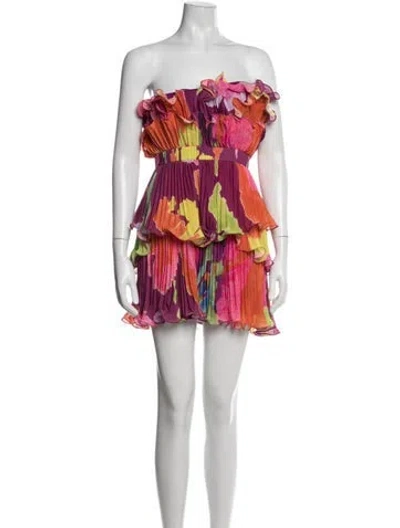 Pre-owned Amur Floral Print Mini Dress In Multicolor