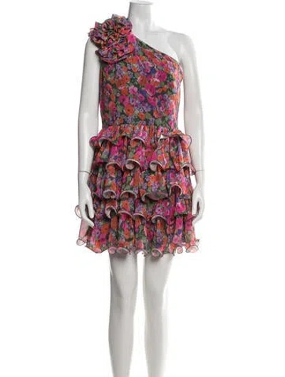 Pre-owned Amur Floral Print Mini Dress In Multicolor
