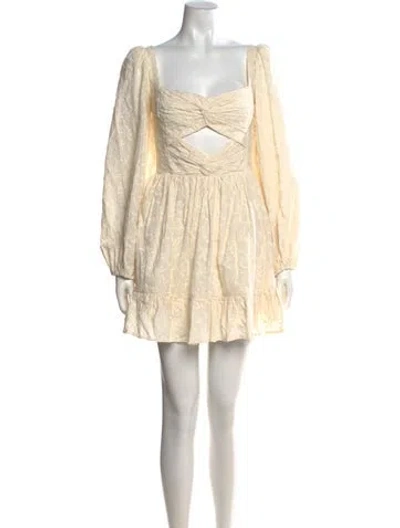 Pre-owned Amur Floral Print Mini Dress In Neutrals