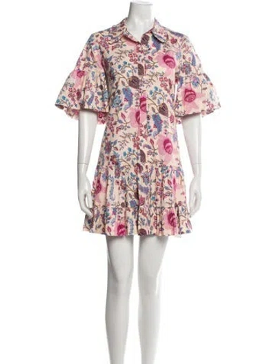 Pre-owned Amur Floral Print Mini Dress In Neutrals
