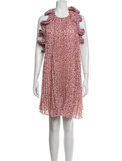 Pre-owned Amur Floral Print Mini Dress In Neutrals