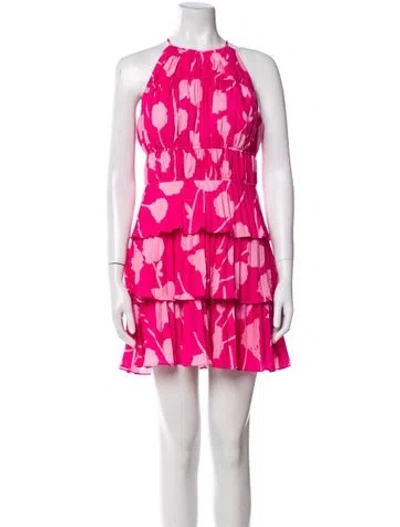 Pre-owned Amur Floral Print Mini Dress In Pink