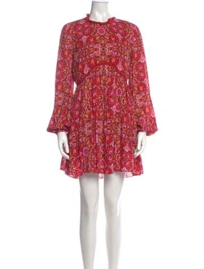 Pre-owned Amur Floral Print Mini Dress In Red