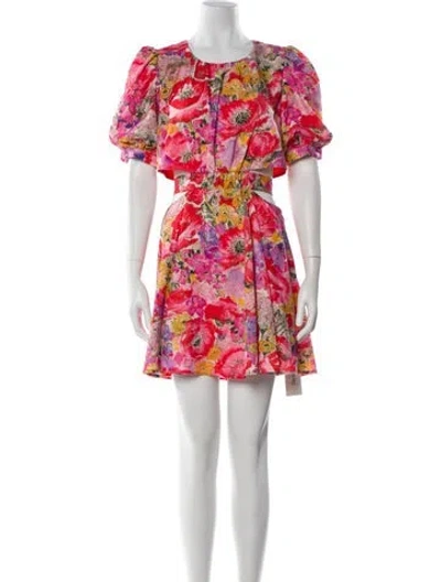 Pre-owned Amur Floral Print Mini Dress In Red