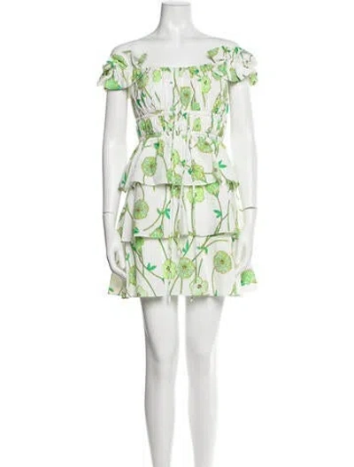 Pre-owned Amur Floral Print Mini Dress W/ Tags In Green