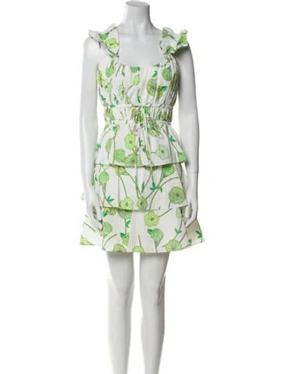 Pre-owned Amur Floral Print Mini Dress W/ Tags In Green