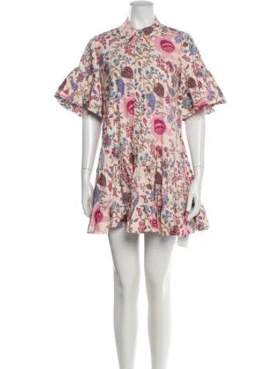 Pre-owned Amur Floral Print Mini Dress W/ Tags In Neutral