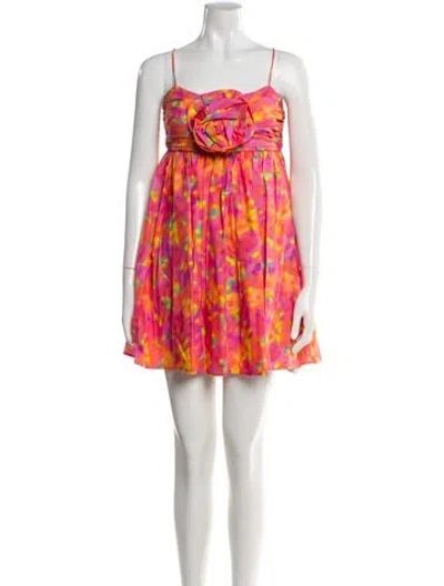 Pre-owned Amur Floral Print Mini Dress W/ Tags In Pink