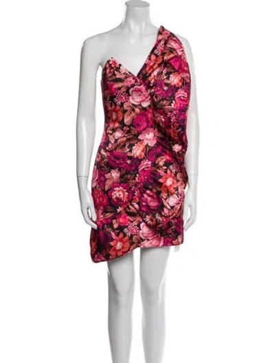 Pre-owned Amur Floral Print Mini Dress W/ Tags In Pink