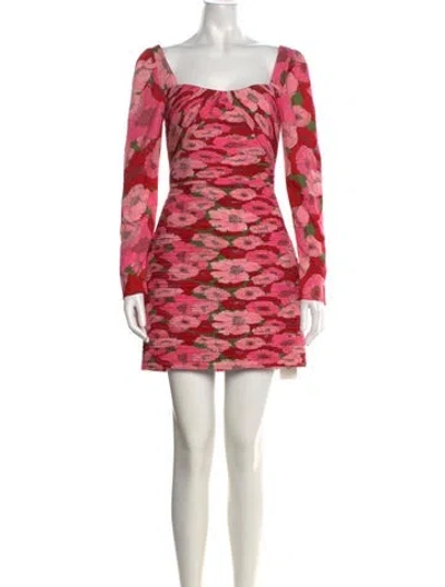 Pre-owned Amur Floral Print Mini Dress W/ Tags In Pink