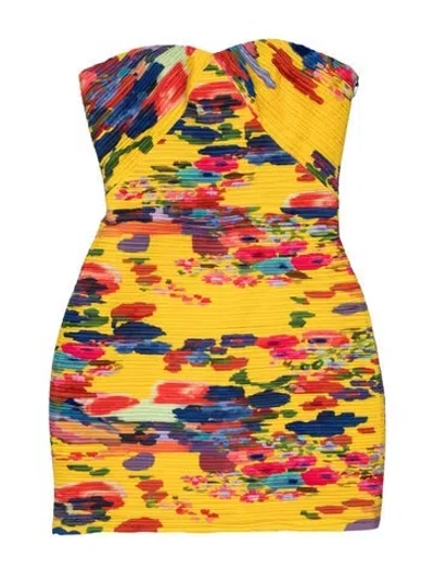 Pre-owned Amur Floral Print Mini Dress W/ Tags In Yellow