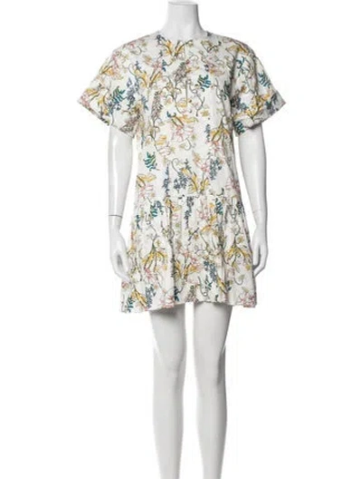 Pre-owned Amur Floral Print Mini Dress In White