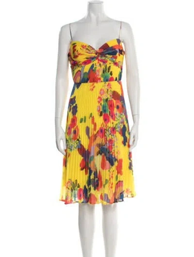 Pre-owned Amur Floral Print Mini Dress In Yellow