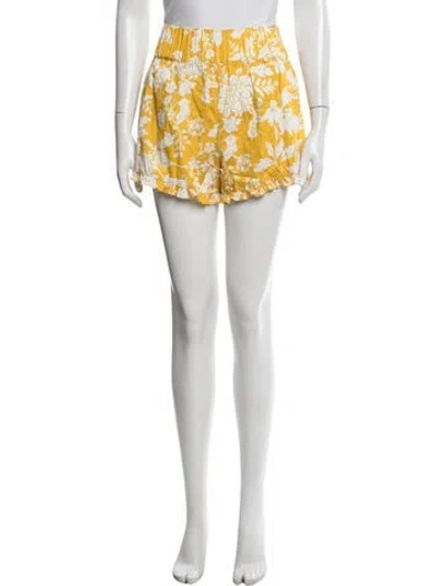 Pre-owned Amur Floral Print Mini Shorts In Yellow